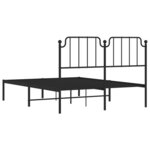 vidaXL Cadre de lit métal avec tête de lit noir 135x190 cm