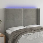 vidaXL Tête de lit à LED Gris clair 147x16x118/128 cm Velours