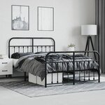 vidaXL Cadre de lit métal sans matelas avec pied de lit noir 140x190cm