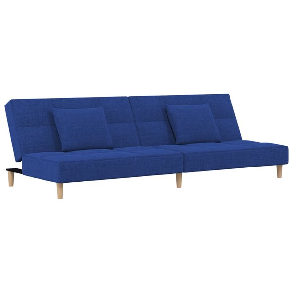 vidaXL Canapé-lit à 2 places avec deux oreillers bleu tissu