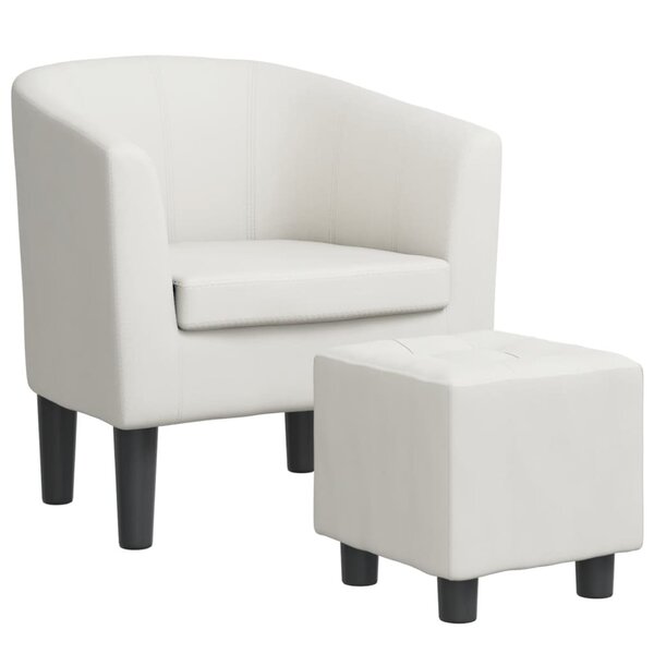 vidaXL Fauteuil cabriolet avec repose-pied blanc similicuir