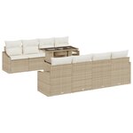 vidaXL Ensemble de Sofas de Jardin 9 Pièces avec Coussins Beige Poly Rattan