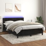 vidaXL Sommier à lattes de lit avec matelas et LED Noir 140x200 cm