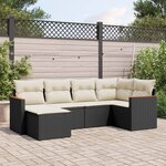 vidaXL Salon de jardin 6 Pièces avec coussins noir résine tressée