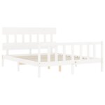 vidaXL Cadre de lit avec tête de lit blanc King Size bois massif