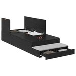 vidaXL Cadre de lit de rangement Noir Chêne 90x190 cm