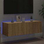 vidaXL Meuble TV mural avec lumières LED chêne sonoma 100x35x31 cm