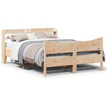 vidaXL Cadre de lit avec tête de lit 160x200 cm bois de pin massif