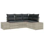 vidaXL Ensemble de Canapé Jardin 4 Pièces avec Coussins Gris Clair Rattan Synthétique