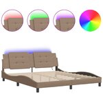 vidaXL Cadre de lit avec lumières LED cappuccino 180x200 cm similicuir