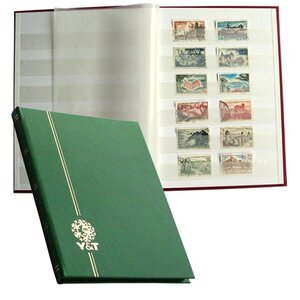 PERFECTA : Classeur fixe pour timbres (Petit modèle-Pages Blanches-16p. Vert)