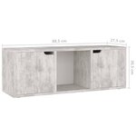 vidaXL Meuble TV Béton 88 5x27 5x30 5 cm Bois d’ingénierie