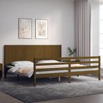 vidaXL Cadre de lit sans matelas marron miel 200x200 cm bois massif