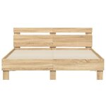 vidaXL Cadre de lit avec tête de lit et LED chêne sonoma 150x200 cm