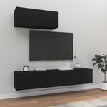 vidaXL Ensemble de meubles TV 3 Pièces Noir Bois d'ingénierie