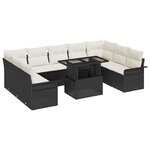 vidaXL Ensemble de canapés de jardin 10 pièces avec coussins rattan poly noir
