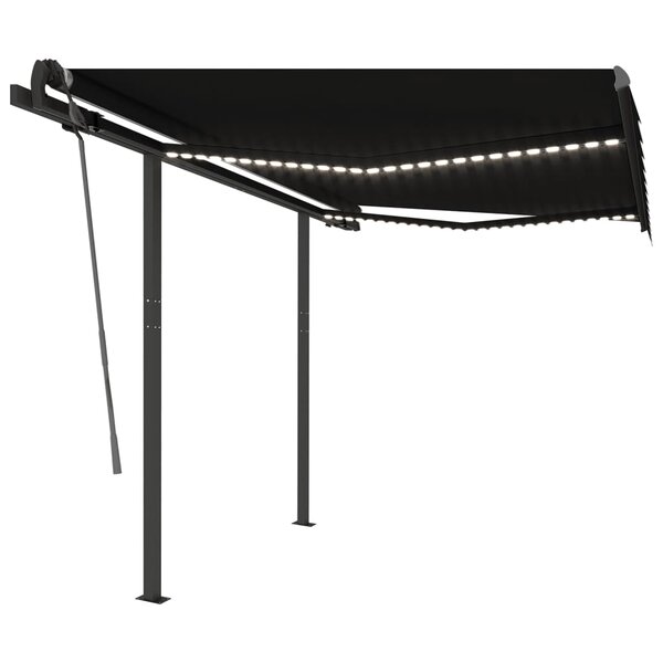 vidaXL Auvent automatique capteur de vent et LED 3x2 5 m Anthracite