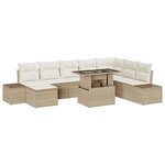 vidaXL Ensemble de Salon de Jardin 9 Pièces avec Coussins Beige en Poly Rattan