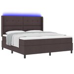 vidaXL Lit à sommier de la marque avec matelas et LED Marron foncé 180x200 cm en tissu