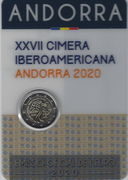 Monnaie 2 euros commémorative andorre bu 2020 - sommet ibérico-américain