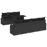 Ensemble de Canapé de Jardin 8 Pièces avec Coussins Noir Poly Rattan