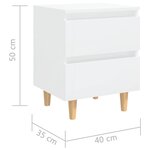 vidaXL Table de chevet avec pieds en pin Blanc brillant 40x35x50 cm