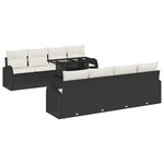 Ensemble de 9 pièces de Canapé de Jardin avec Coussins en Rattan Poly Noir