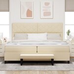 vidaXL Lit à ressorts avec matelas et banc crème 200x200 cm en tissu