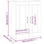vidaXL Armoire murale noir 69 5x34x90 cm bois d'ingénierie