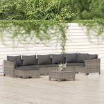 vidaXL Salon de jardin 8 Pièces avec coussins Gris Résine tressée