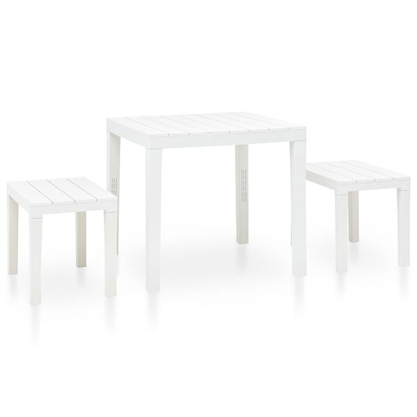 Table de jardin avec 2 bancs plastique blanc 02_0018689