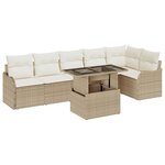 Ensemble de Canapé de Jardin 7 pièces avec Coussins Beige Poly Rotin