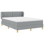 Lit à ressort vidaXL avec matelas - Gris clair  140x200 cm  Tissu