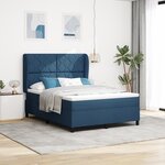 Lit box spring vidaXL avec matelas en bleu  160x200 cm  tissu