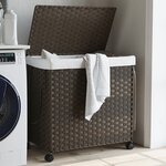 vidaXL Panier à linge avec roulettes marron foncé 60x35x60 5 cm