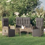 vidaXL Ensemble à manger de jardin 3 Pièces coussins gris résine tressée