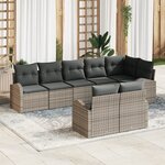 vidaXL Ensemble de canapé de jardin 8 pièces avec coussins gris en poly rotin