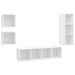vidaXL Ensemble de meuble TV 4 Pièces Blanc Aggloméré