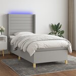 vidaXL Sommier à lattes de lit matelas LED Gris clair 90x190cm Tissu