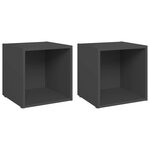 vidaXL Meubles TV 2 Pièces gris 37x35x37 cm bois d’ingénierie