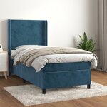 vidaXL Sommier à lattes de lit avec matelas Bleu foncé 90x190 cm