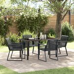 vidaXL Ensemble de repas de jardin de 5 pièces Rattan Poly Noir