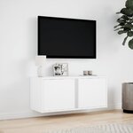 vidaXL Meuble TV mural avec lumières LED blanc 80x31x35 cm