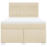 vidaXL Sommier à lattes de lit avec matelas Crème 140x200 cm Tissu