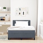 Lit Box Spring vidaXL avec matelas Gris foncé Petit double Velours