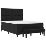 vidaXL Lit à Ressort avec Matelas & Banc Noir 160x200 cm Tissu