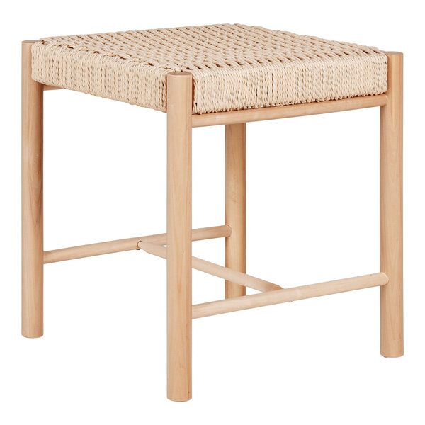 Tabouret en peuplier avec siége en osier