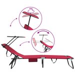 vidaXL Chaises longues pliantes 2 Pièces avec auvent rouge en tissu Oxford 600D