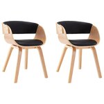 vidaXL Chaises à manger lot de 2 noir bois courbé et similicuir