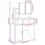vidaXL Coiffeuse avec armoire gris béton 80x35x132 cm